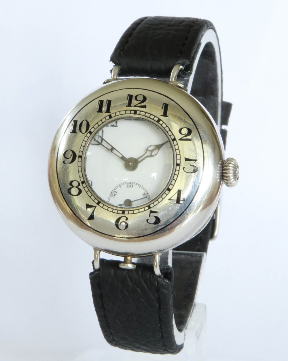 Gents WW1 silver wrist watch, unusual design