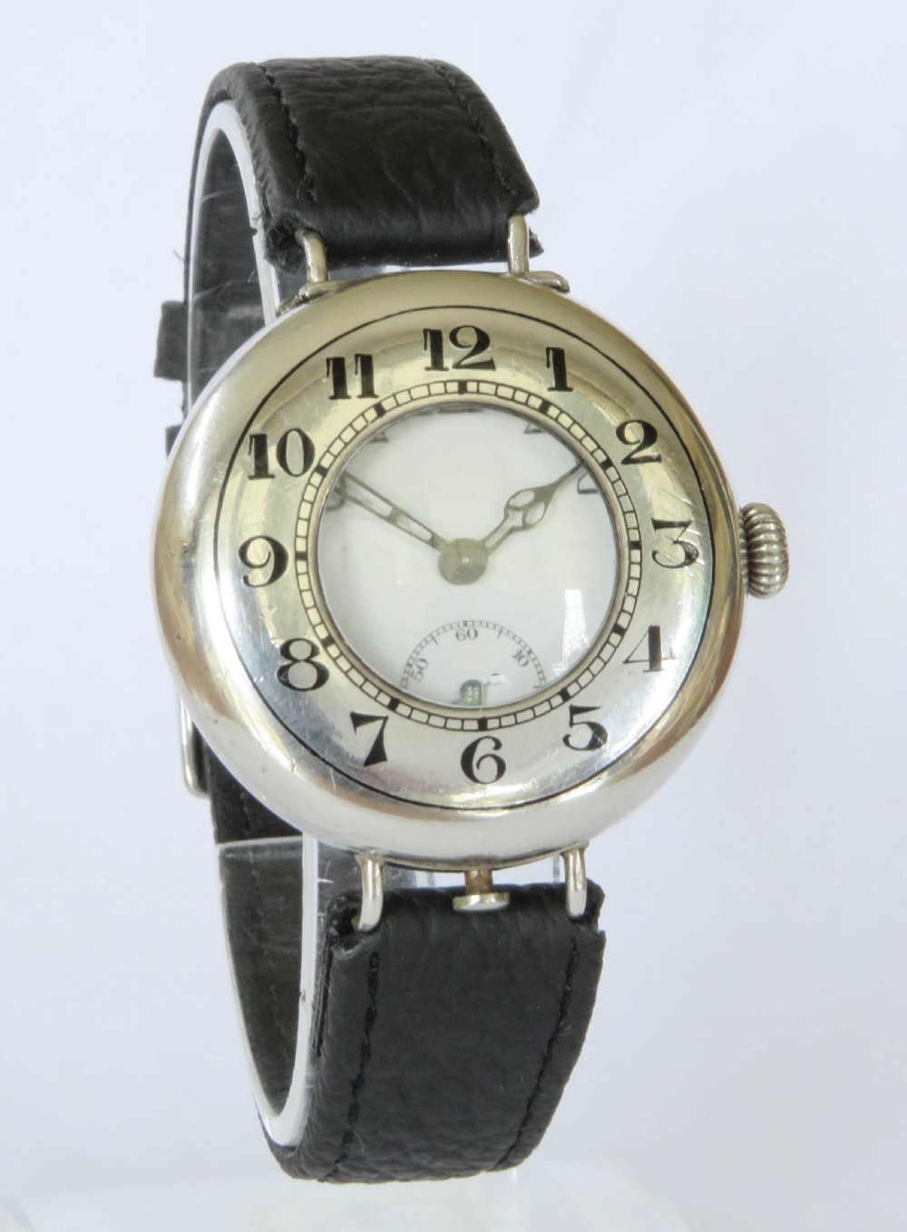 Gents WW1 silver wrist watch, unusual design View II