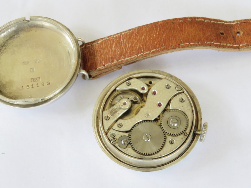 Gents antique silver trench watch, 1917 View III
