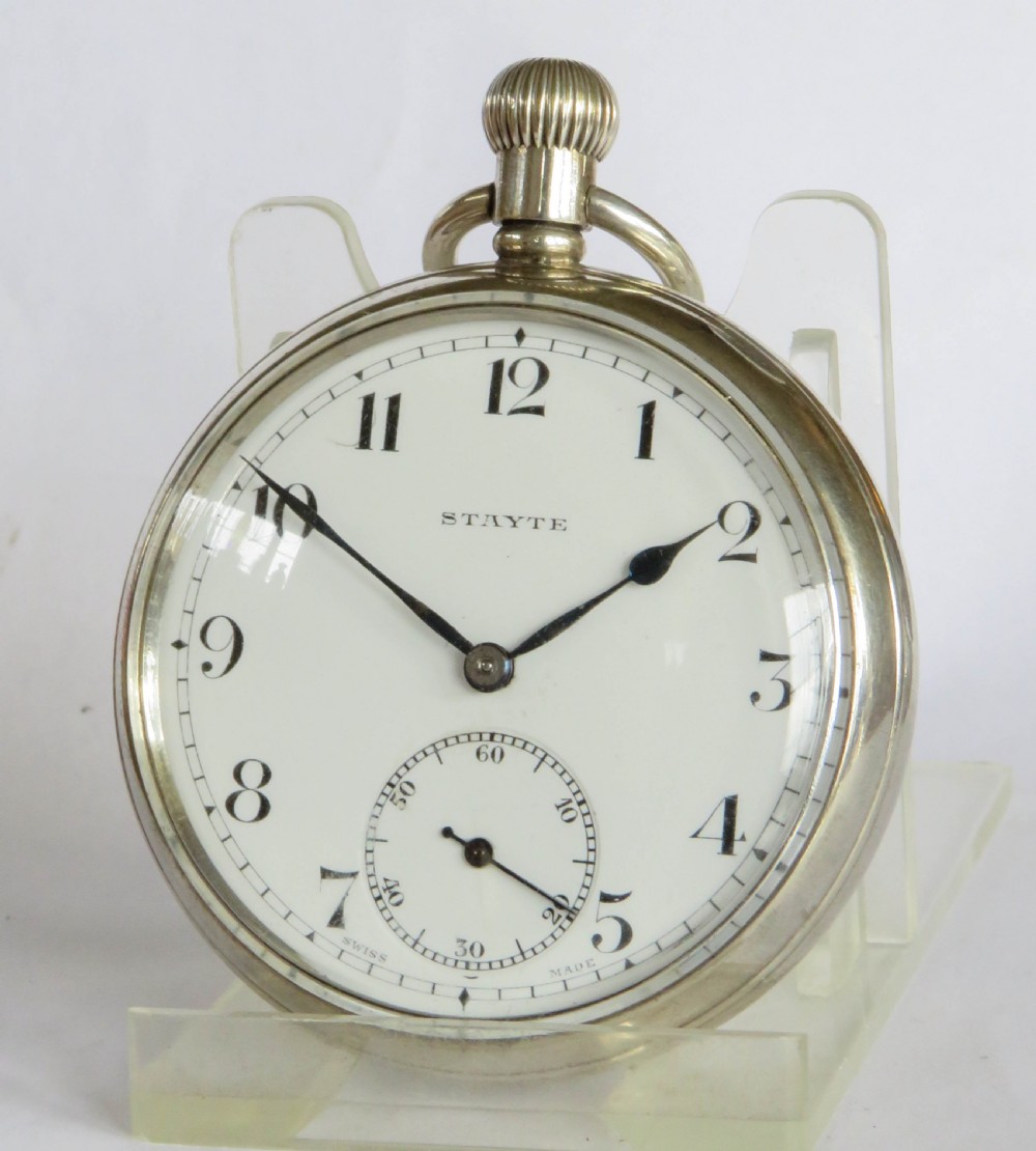 Antique 1930s Stayte silver pocket watch by Cyma