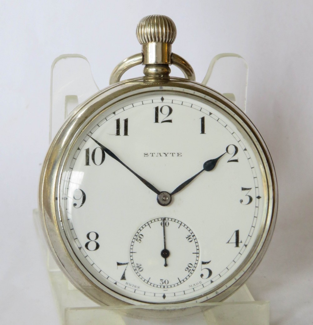 Antique 1930s Stayte silver pocket watch by Cyma View II