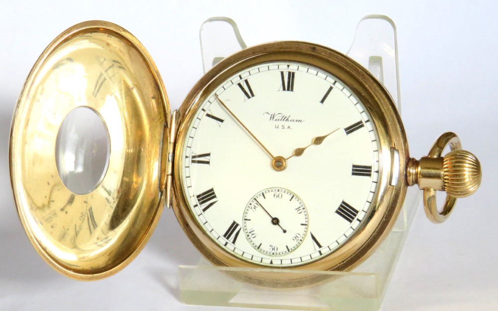 Antique Waltham Traveler half hunter pocket watch View II