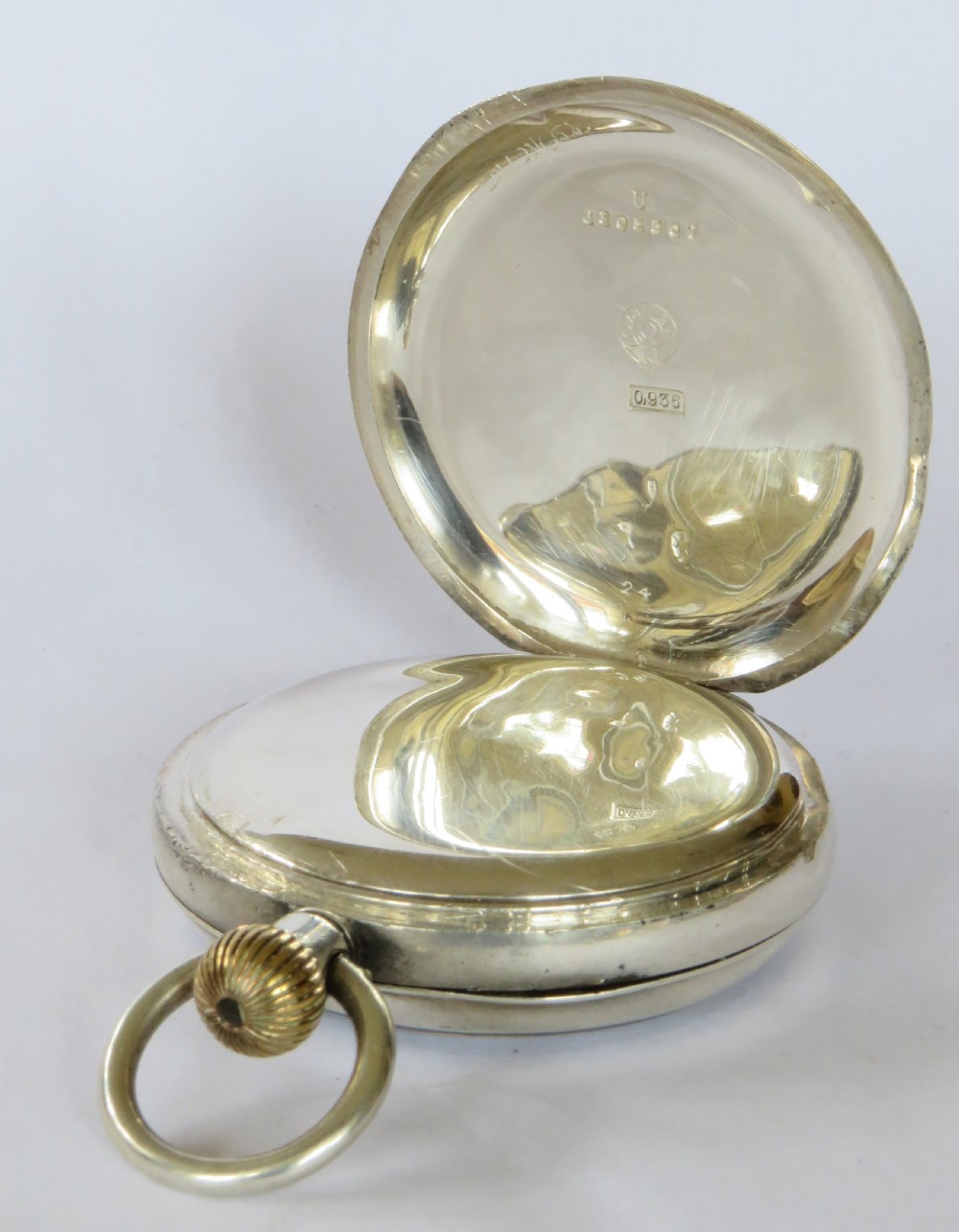 Antique silver Omega pocket watch, 1905 View III