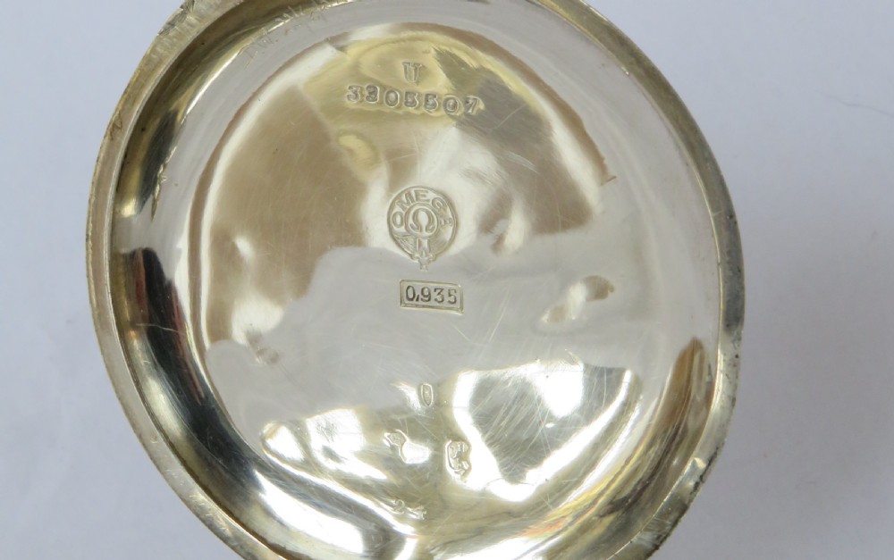 Antique silver Omega pocket watch, 1905 View V