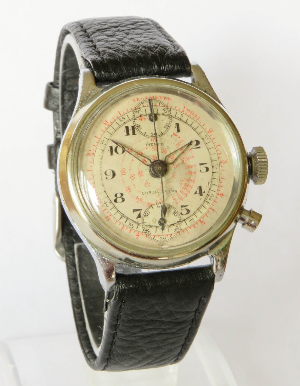 Gents 1930s Pierce mono-pusher chronograph  View II