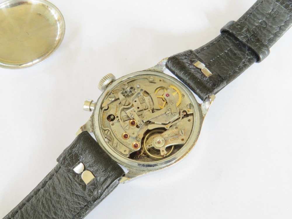 Gents 1930s Pierce mono-pusher chronograph  View III