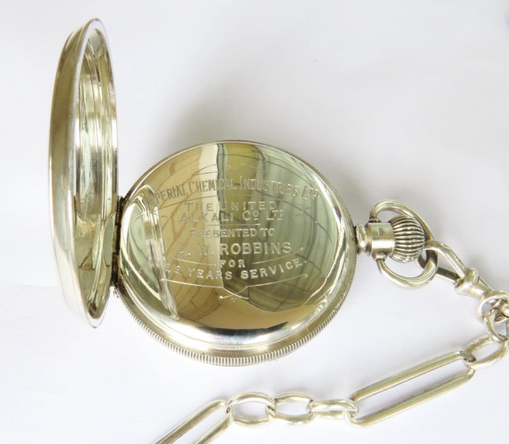 Antique silver James Wadsworth pocket watch and chain View III