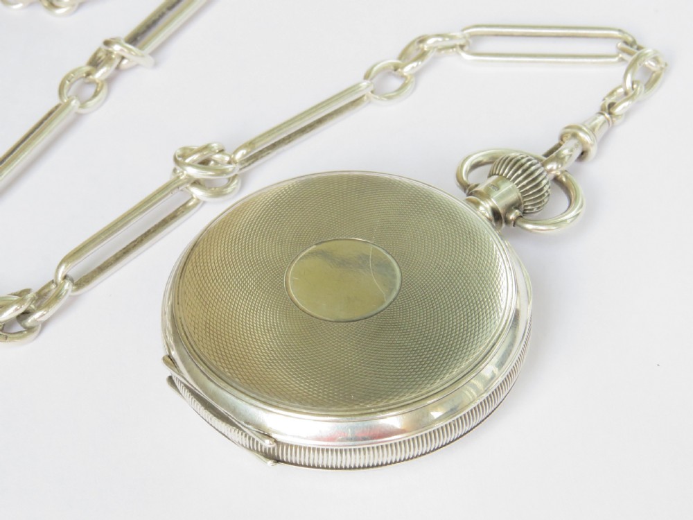 Antique silver James Wadsworth pocket watch and chain View VI
