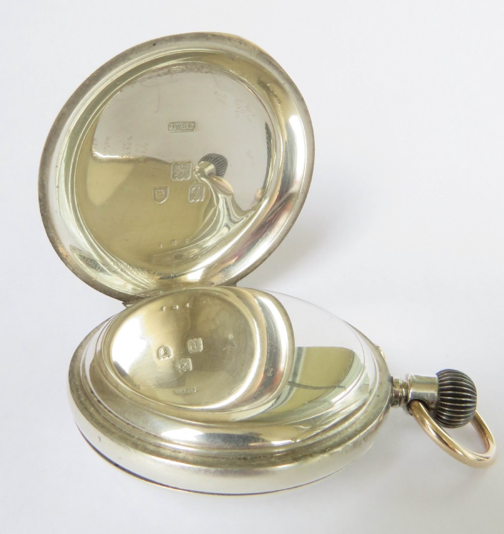 Antique J W Benson silver and gold half hunter pocket watch View IV