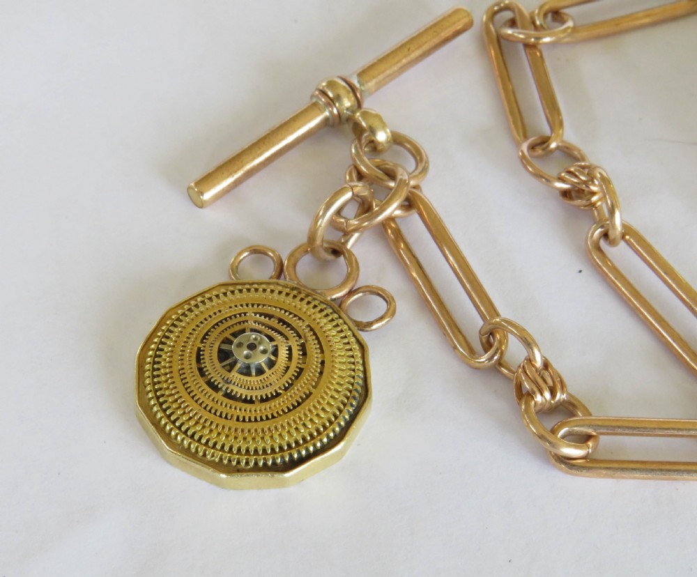 Antique Swiss pocket watch, chain and unusual fob View VI