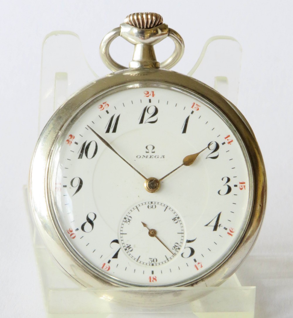 Antique silver Omega pocket watch, 1912 View II