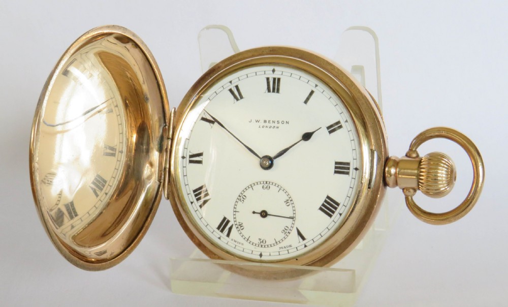 Antique J W Benson full hunter pocket watch
