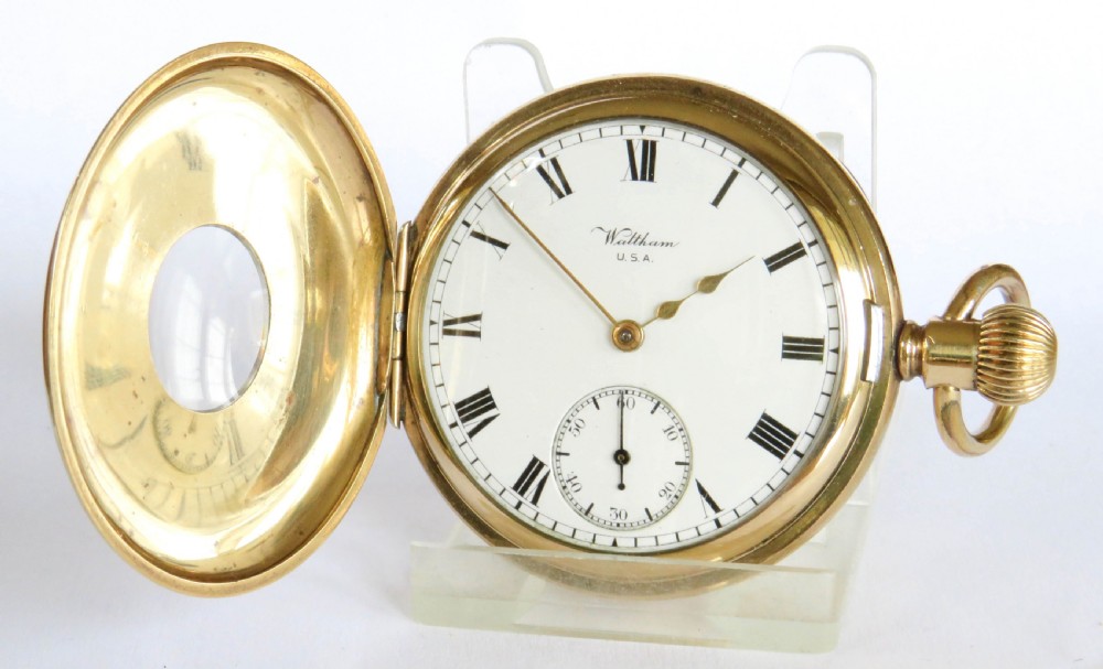 Antique Waltham Traveler half hunter pocket watch View II
