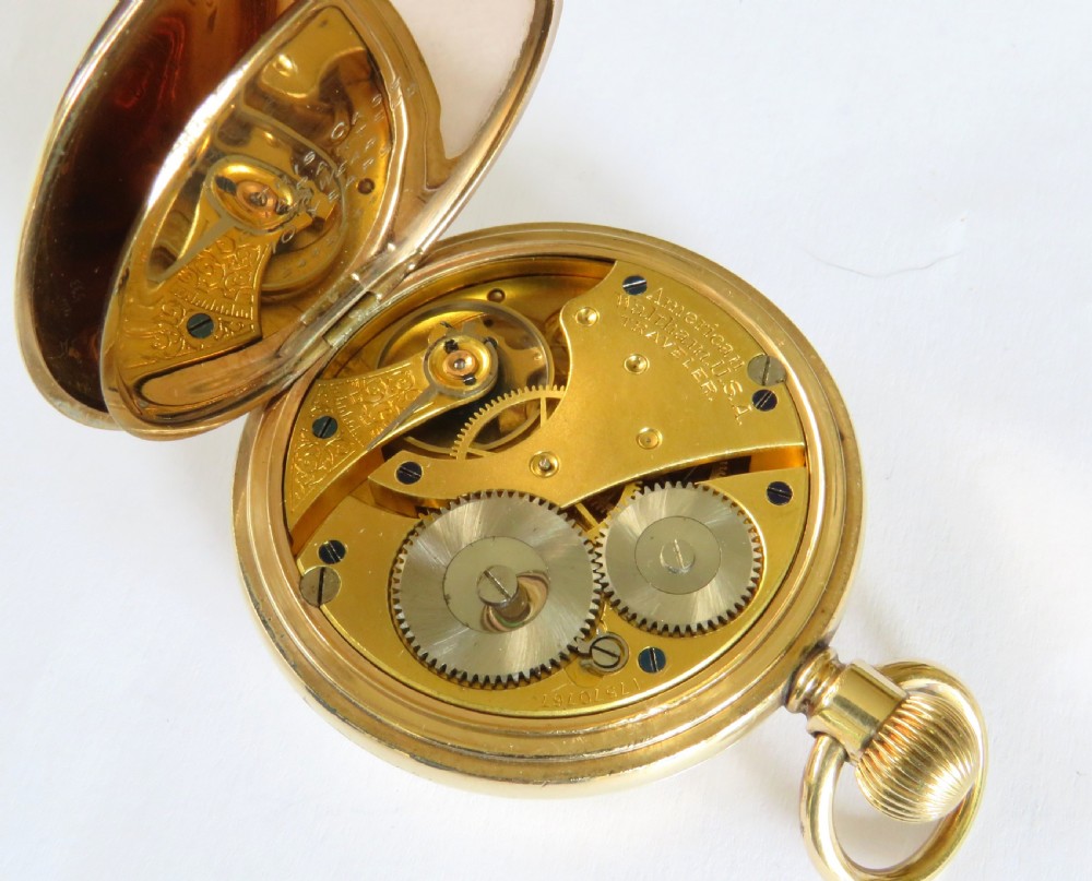Antique Waltham Traveler half hunter pocket watch View IV
