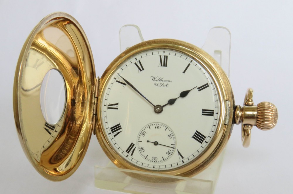 Antique Waltham half hunter pocket watch, 1908 View II