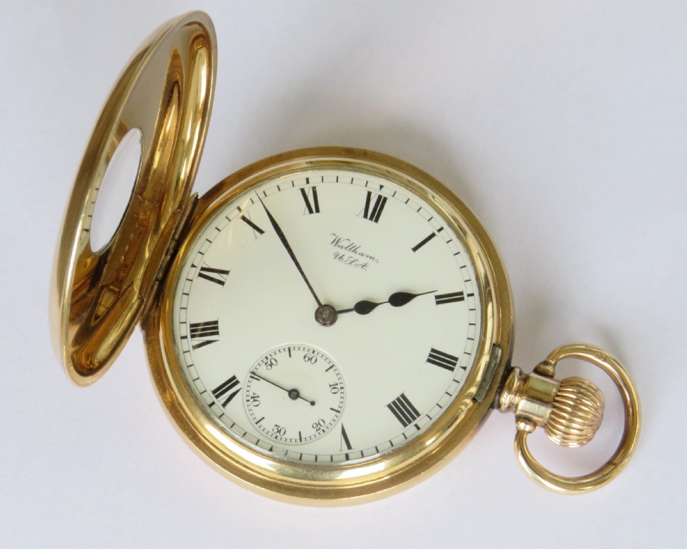 Antique Waltham half hunter pocket watch, 1908 View III