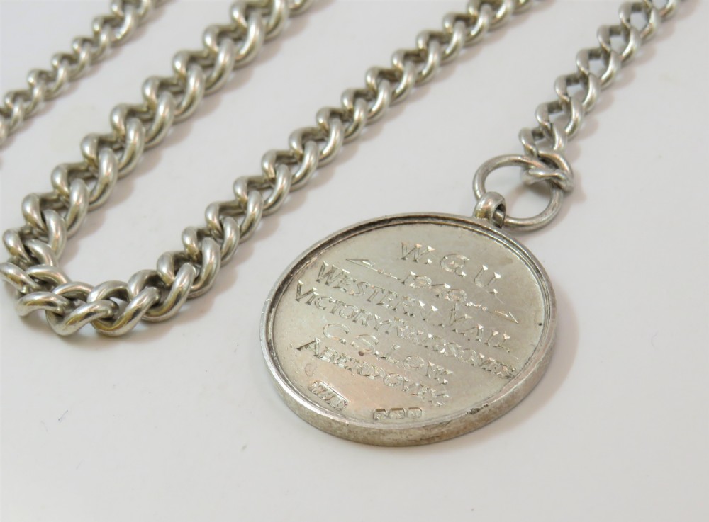 1930s silver watch chain with golf fob View III