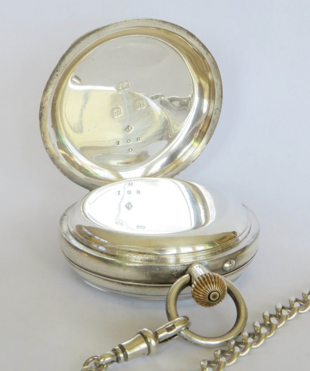 Antique silver Rotherhams pocket watch and chain View III
