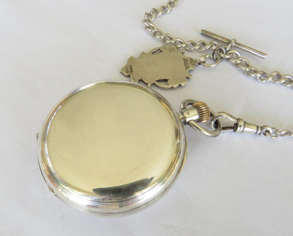 Antique silver Rotherhams pocket watch and chain View V