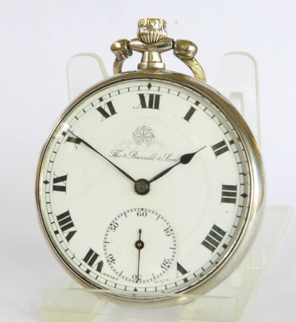 Antique silver Thomas Russell pocket watch, 1919
