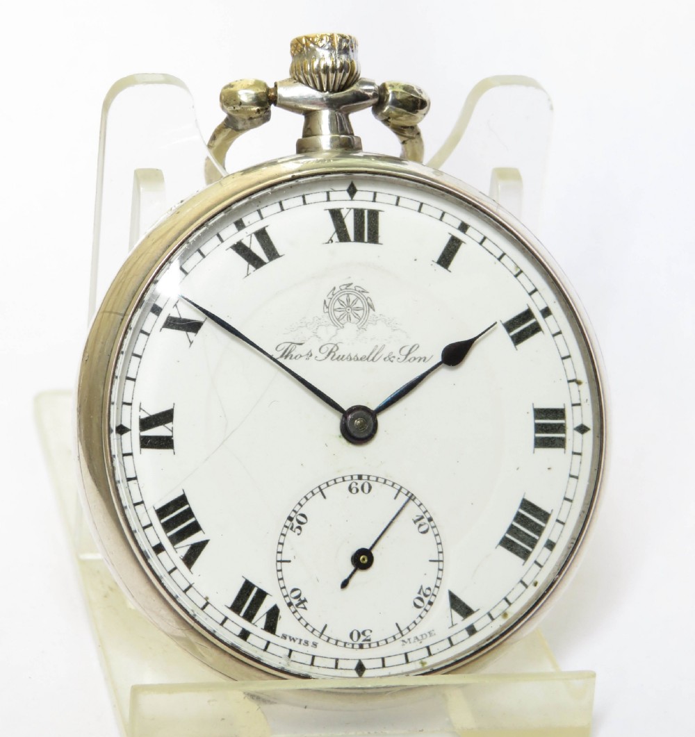 Antique silver Thomas Russell pocket watch, 1919 View II