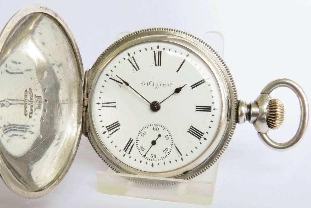 Antique silver Elgin full hunter pocket watch