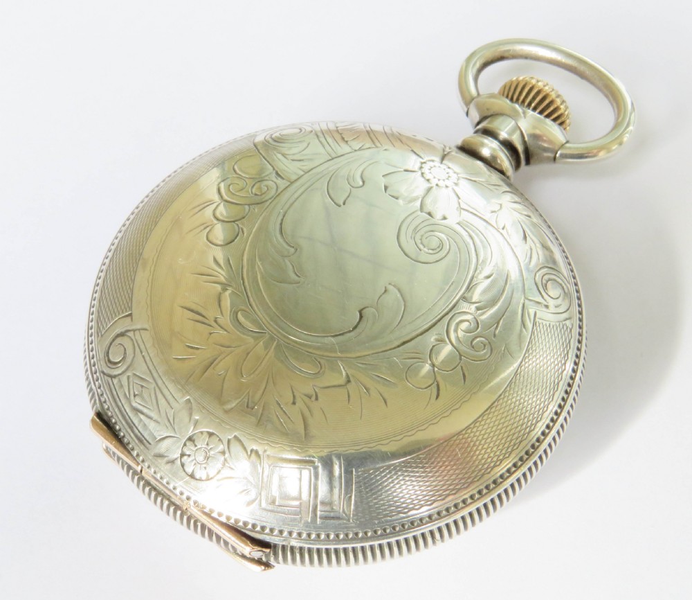 Antique silver Elgin full hunter pocket watch View IV