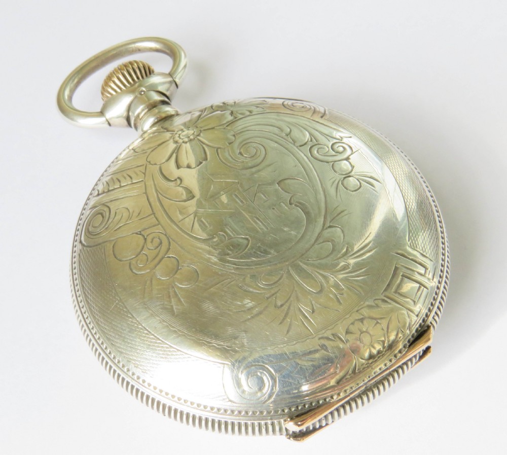 Antique silver Elgin full hunter pocket watch View V