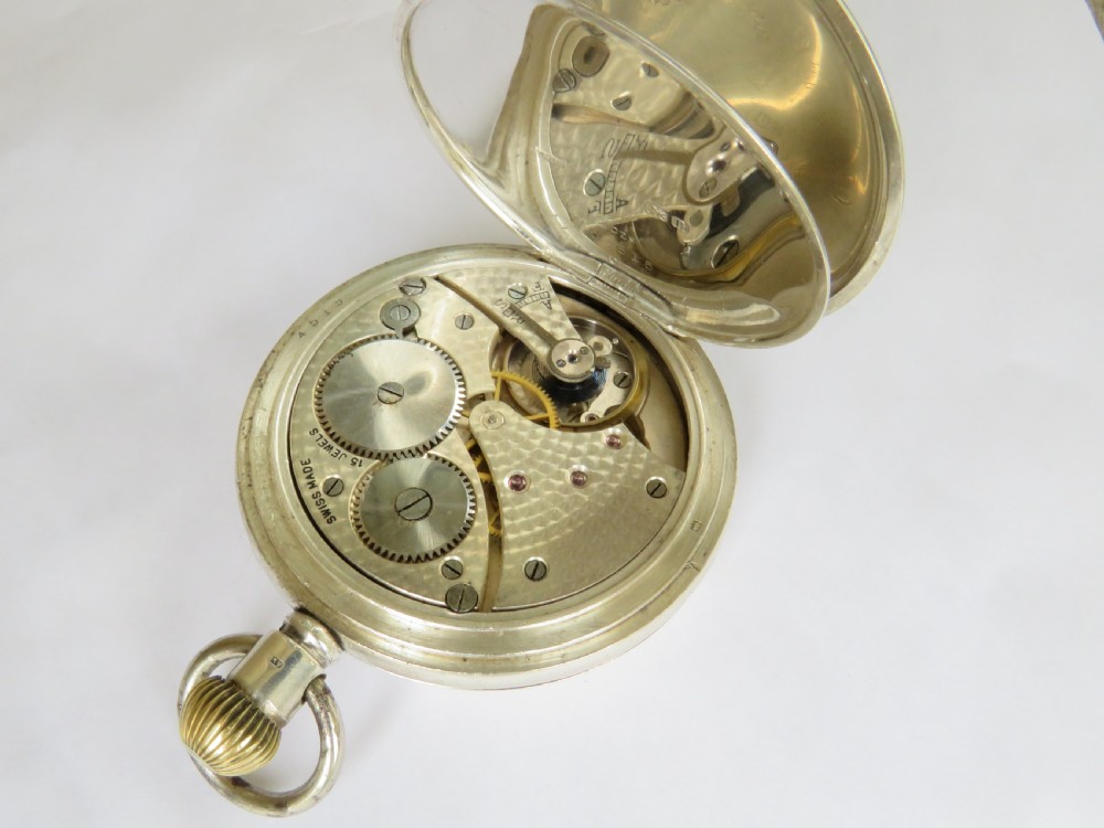 1920s silver half hunter pocket watch, golf interest View IV
