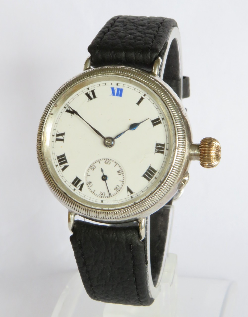 Gents antique silver Electa Borgel cased wrist watch