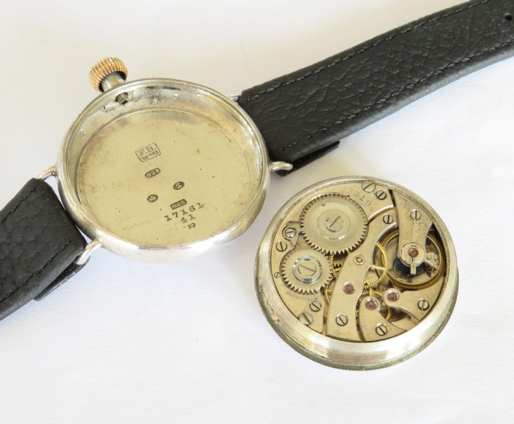 Gents antique silver Electa Borgel cased wrist watch View III