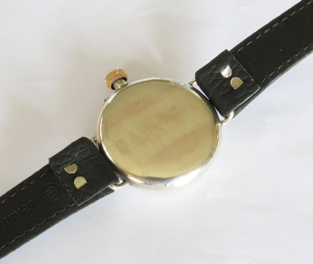 Gents antique silver Electa Borgel cased wrist watch View IV