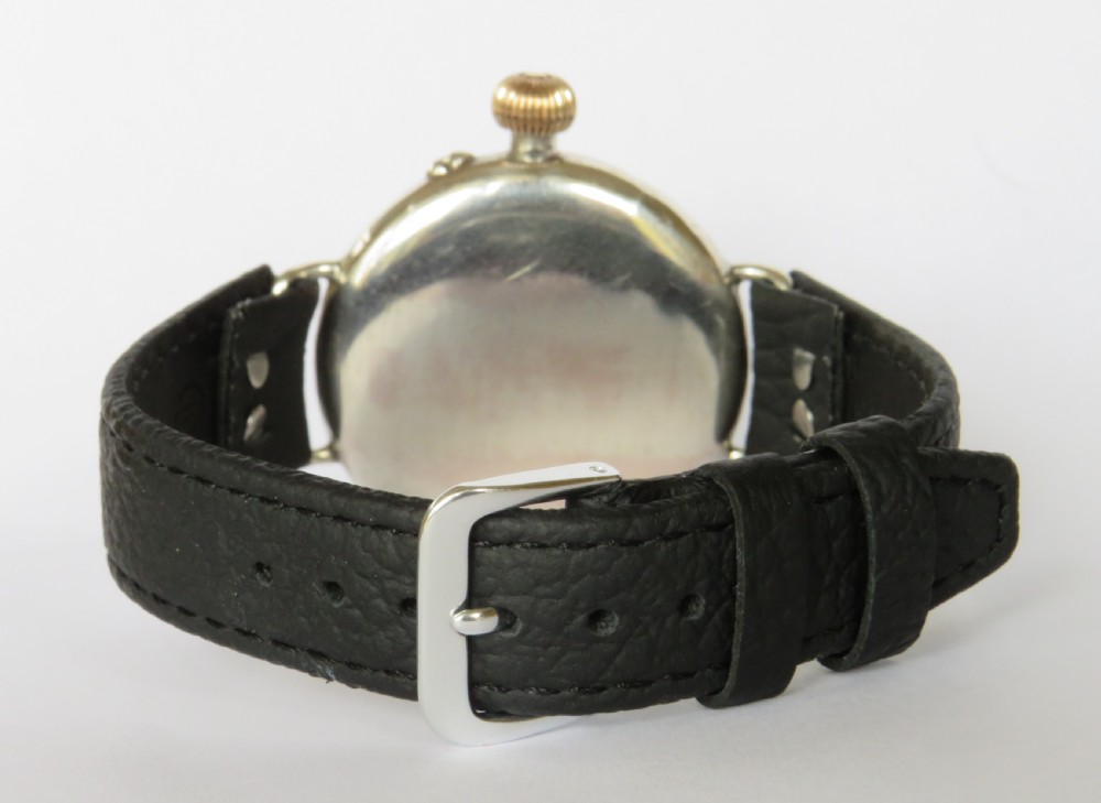 Gents antique silver Electa Borgel cased wrist watch View V