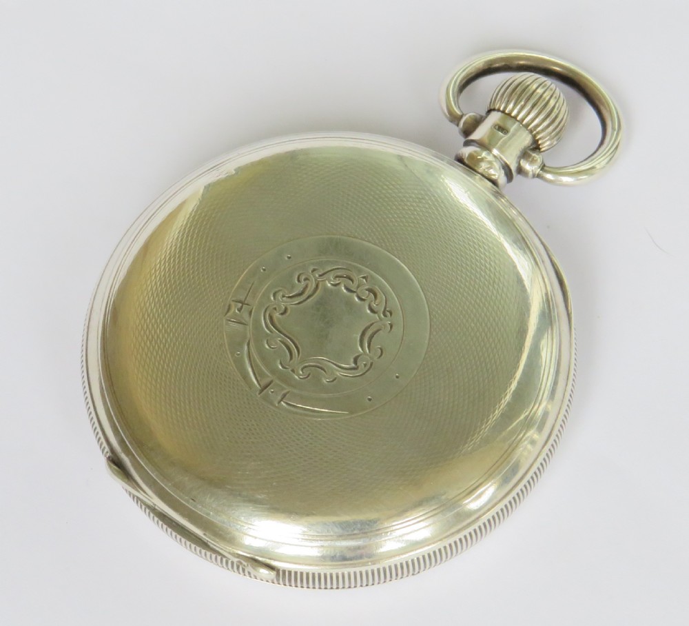 Antique silver Waltham pocket watch, Masonic link View VI