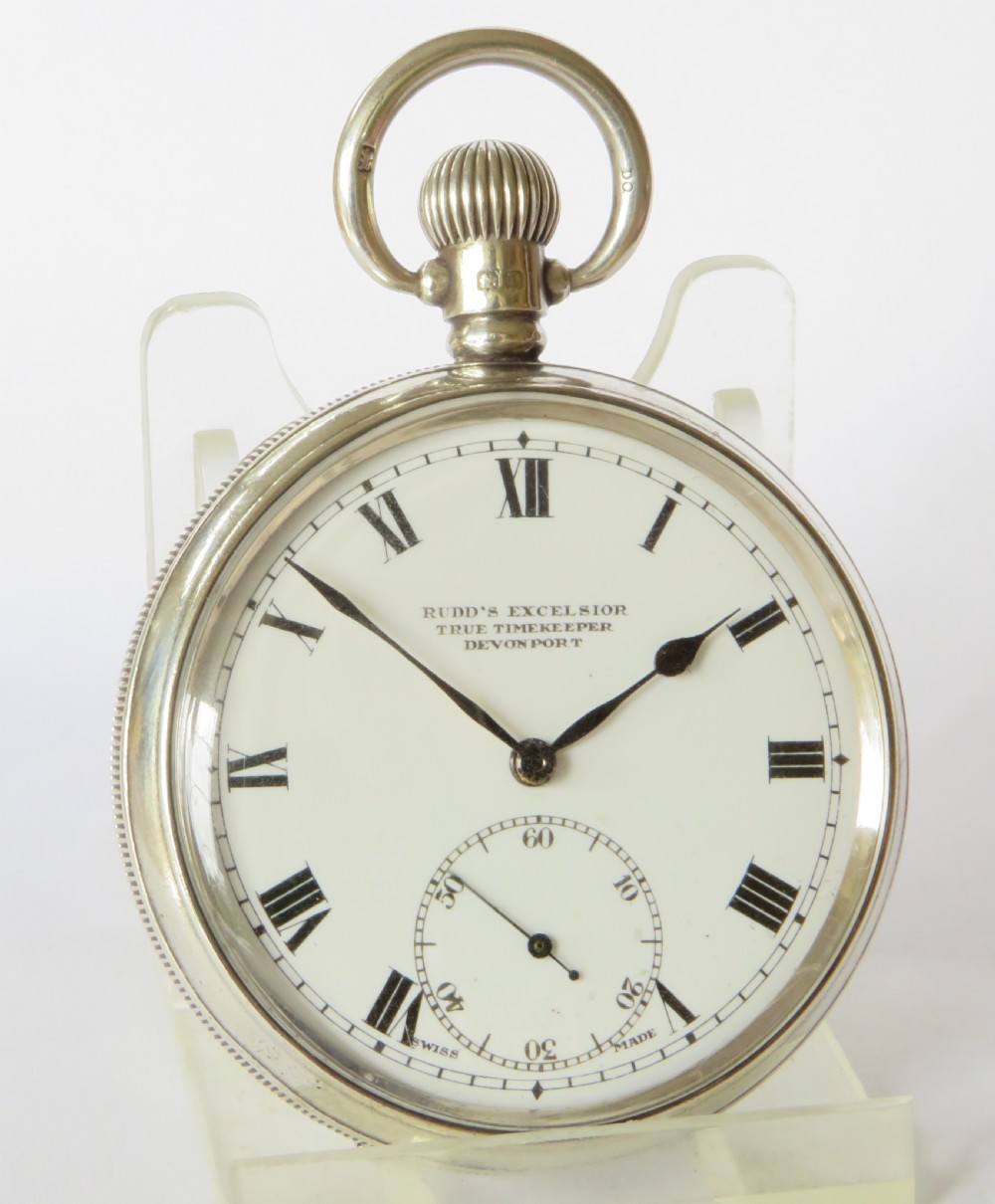 Antique Selezi silver pocket watch, Devonport, 1912 View II