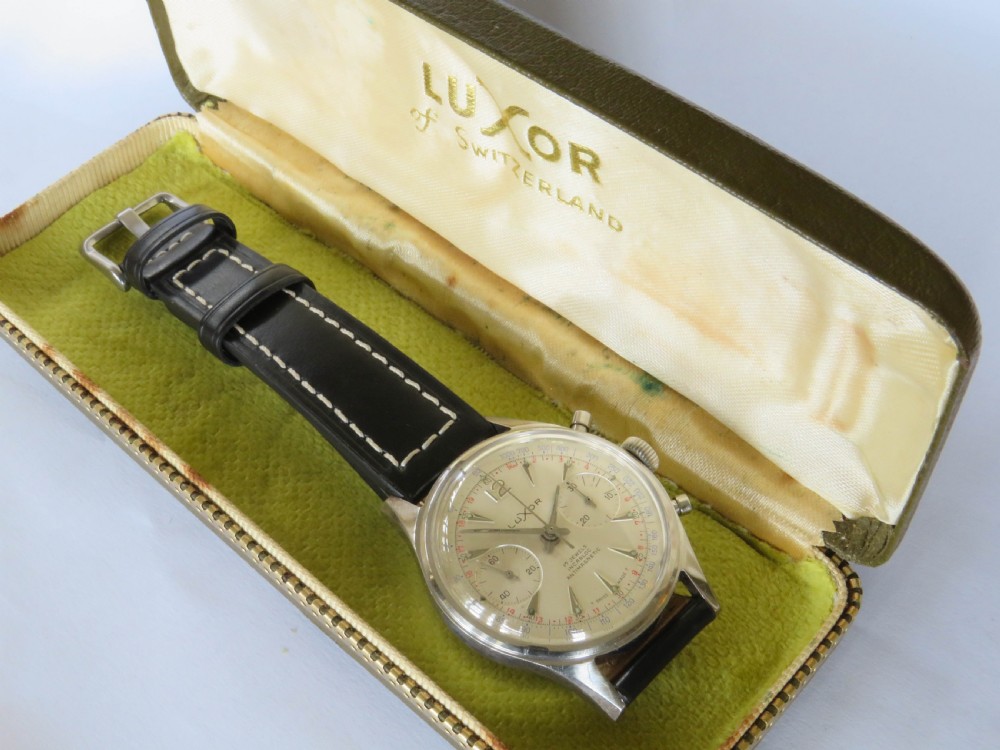 Gents 1960s Luxor chronograph wrist watch View II