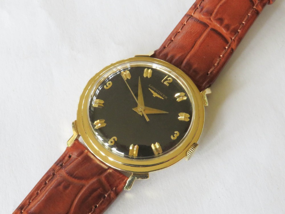 Gents 14k gold Longines wrist watch, 1958 View II