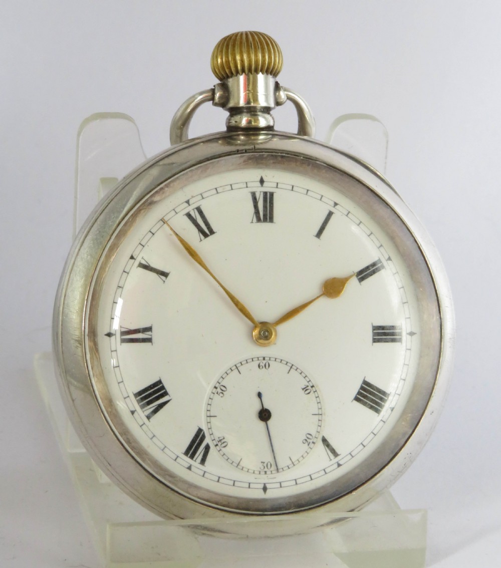 Antique silver Electa pocket watch, 1917 View II