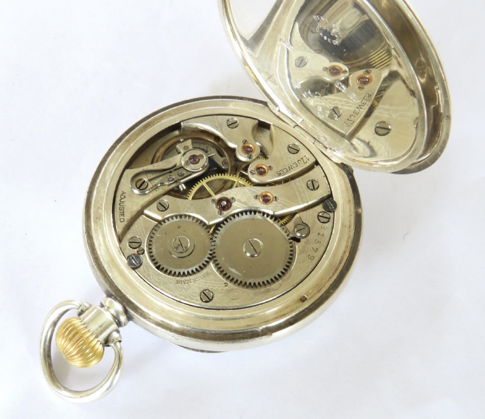 Antique silver Electa pocket watch, 1917 View IV