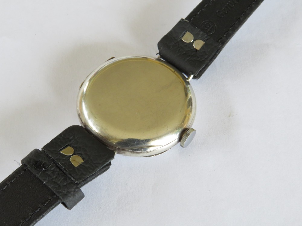 Gents antique silver Arisco trench watch, 1913 View V