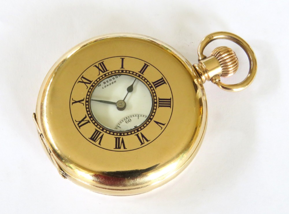 Antique J W Benson Cyma half hunter pocket watch 