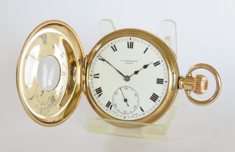 Antique J W Benson Cyma half hunter pocket watch  View II