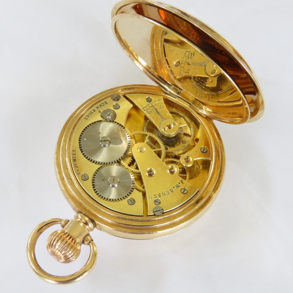 Antique J W Benson Cyma half hunter pocket watch  View IV