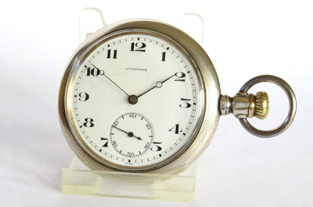 Antique silver Longines pocket watch, 1911