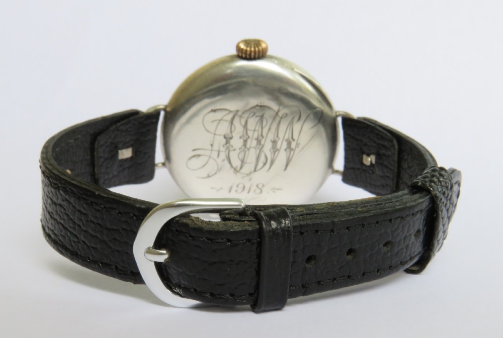 Gents antique silver trench watch, 1916 View III
