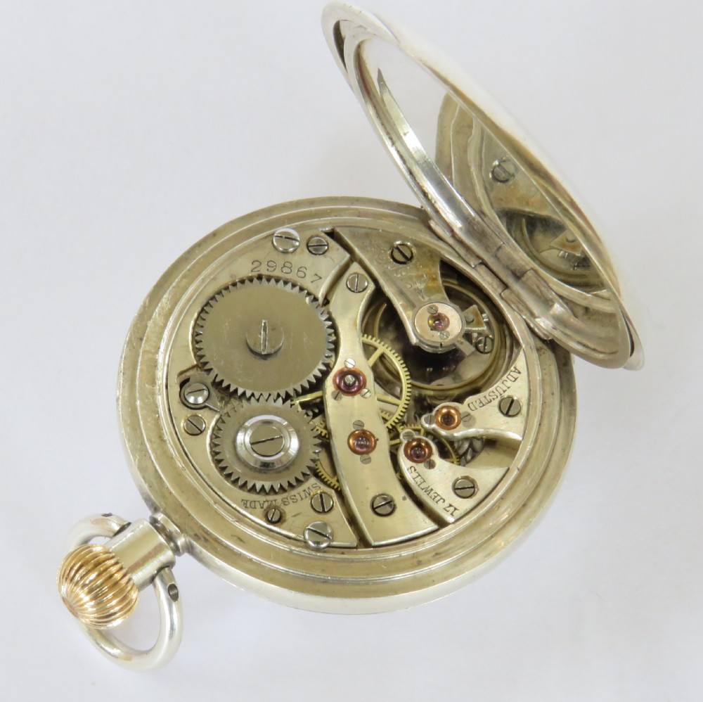 Antique silver and gold half hunter fob watch View V