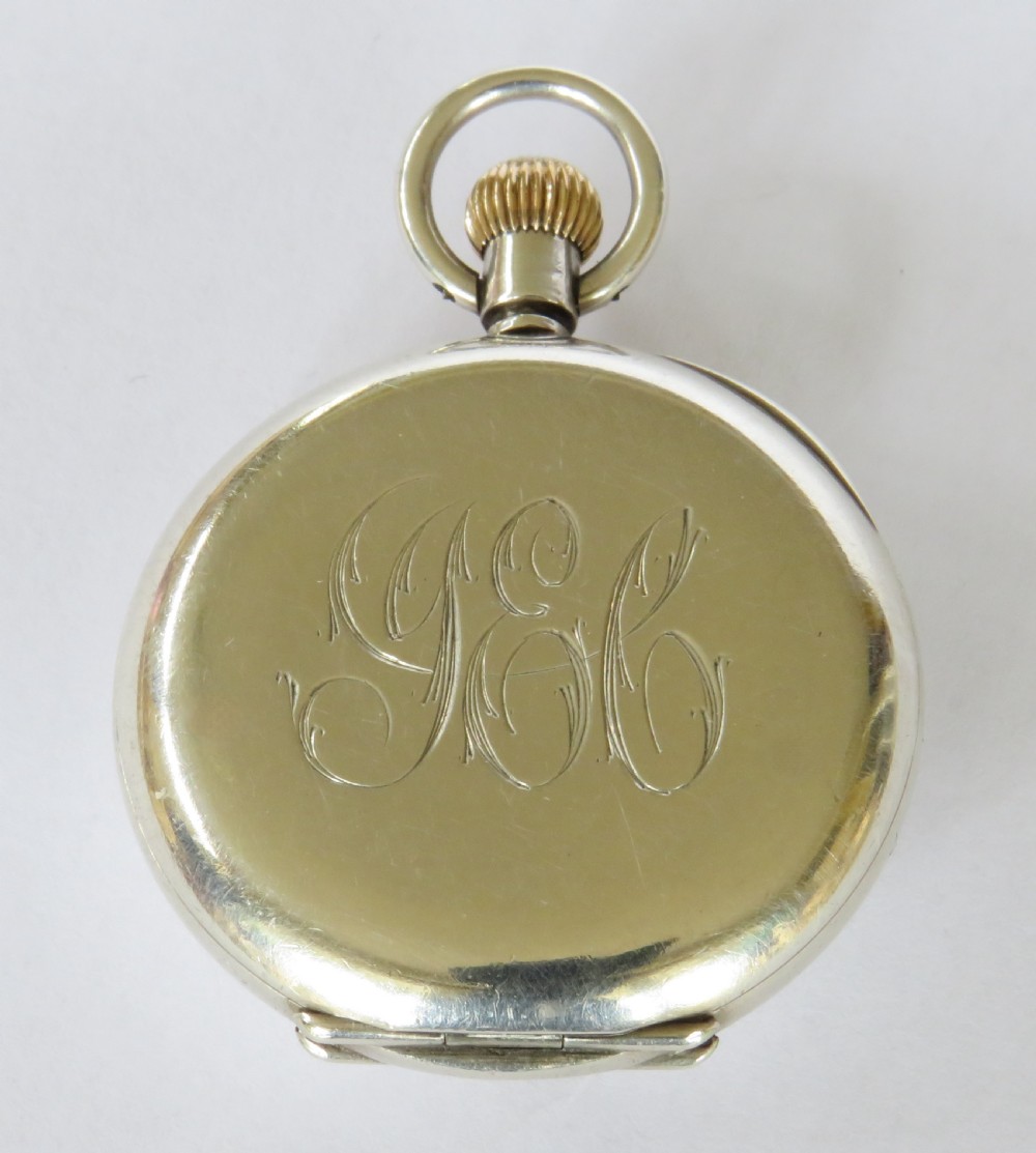 Antique silver and gold half hunter fob watch View VI
