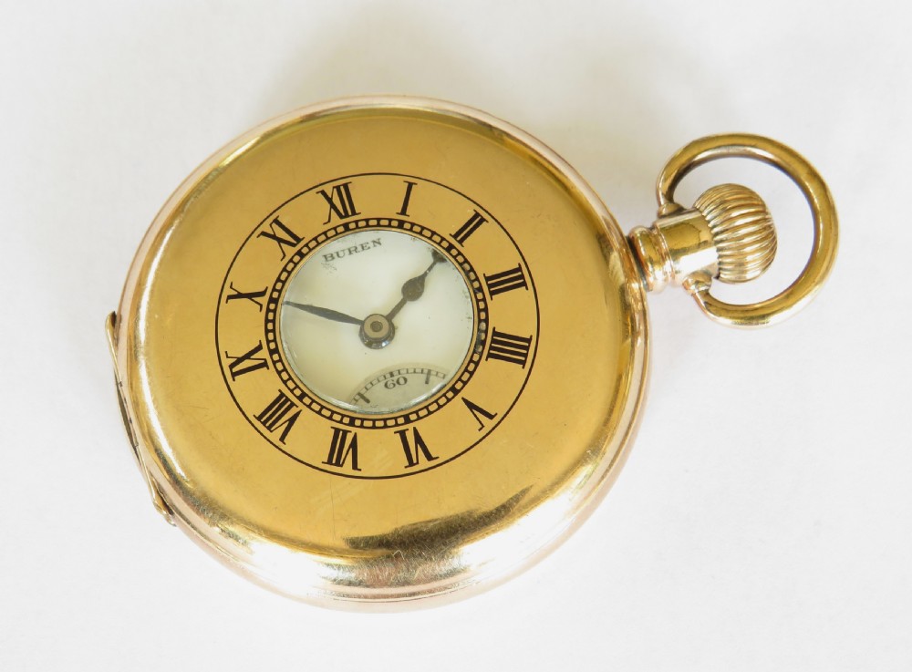 1930s Buren half hunter pocket watch