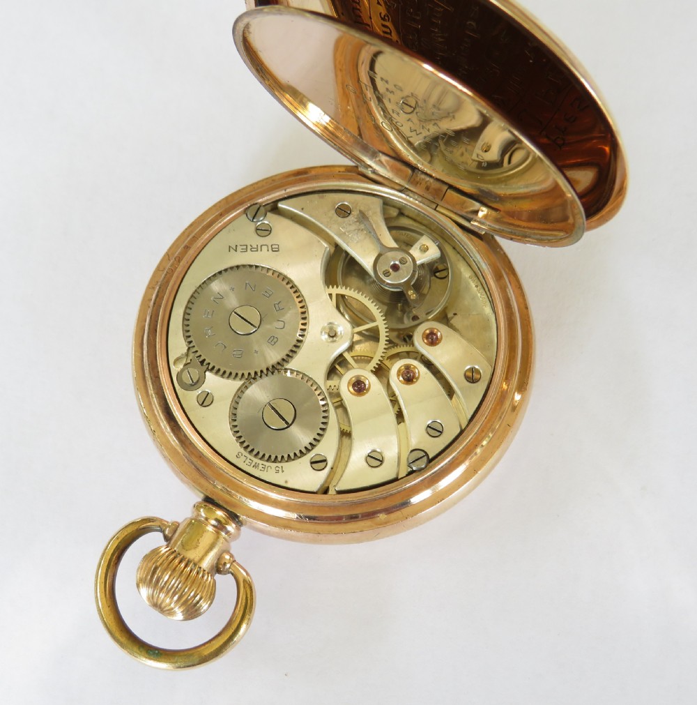 1930s Buren half hunter pocket watch View IV