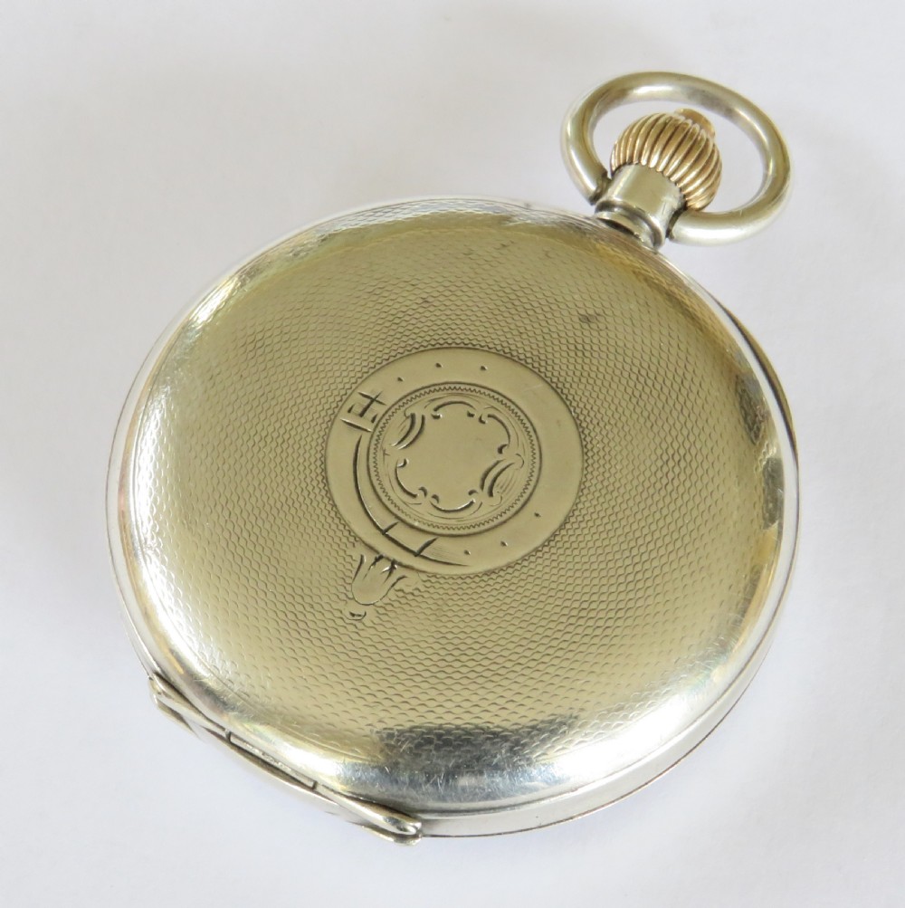 Antique silver Minerva pocket watch chronograph View V